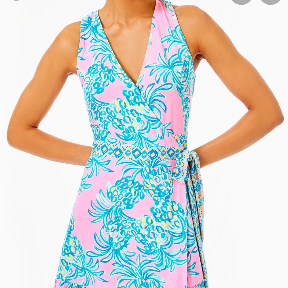 NWT Lilly Pulitzer sleeveless Misha wrap dress Pelican Pink